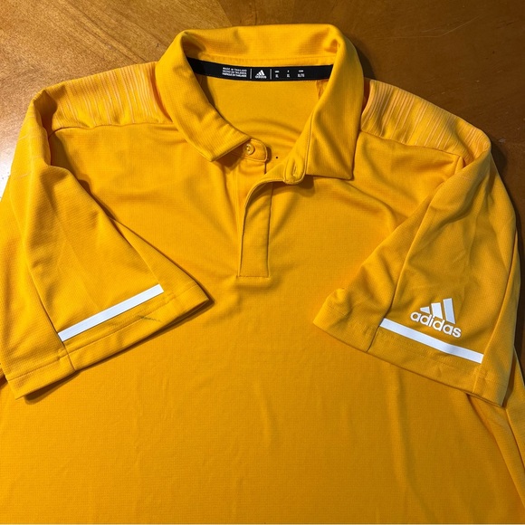 ADIDAS Climalite Golden Yellow Polo Golf Athletic shirt Loose Fit Men's XL vents - Picture 5 of 9